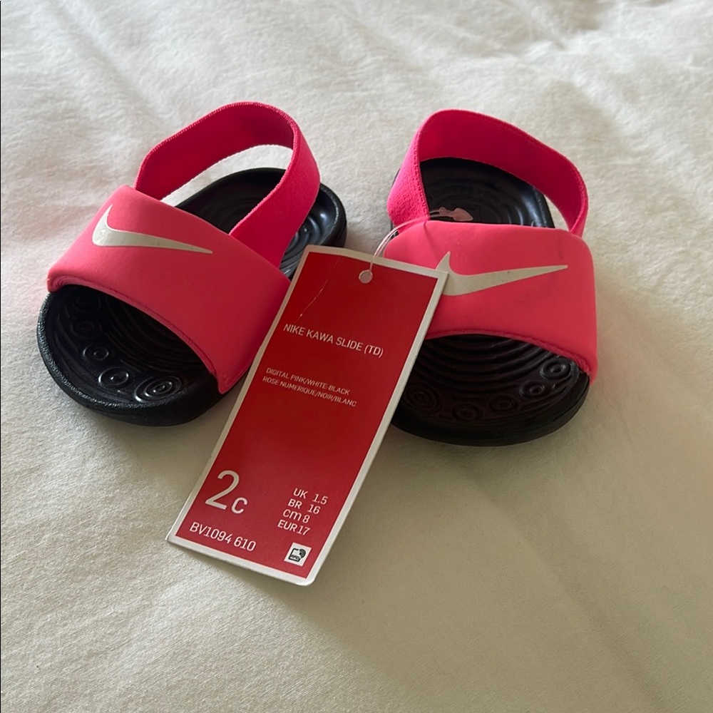 Nike Pink and Black Sandals